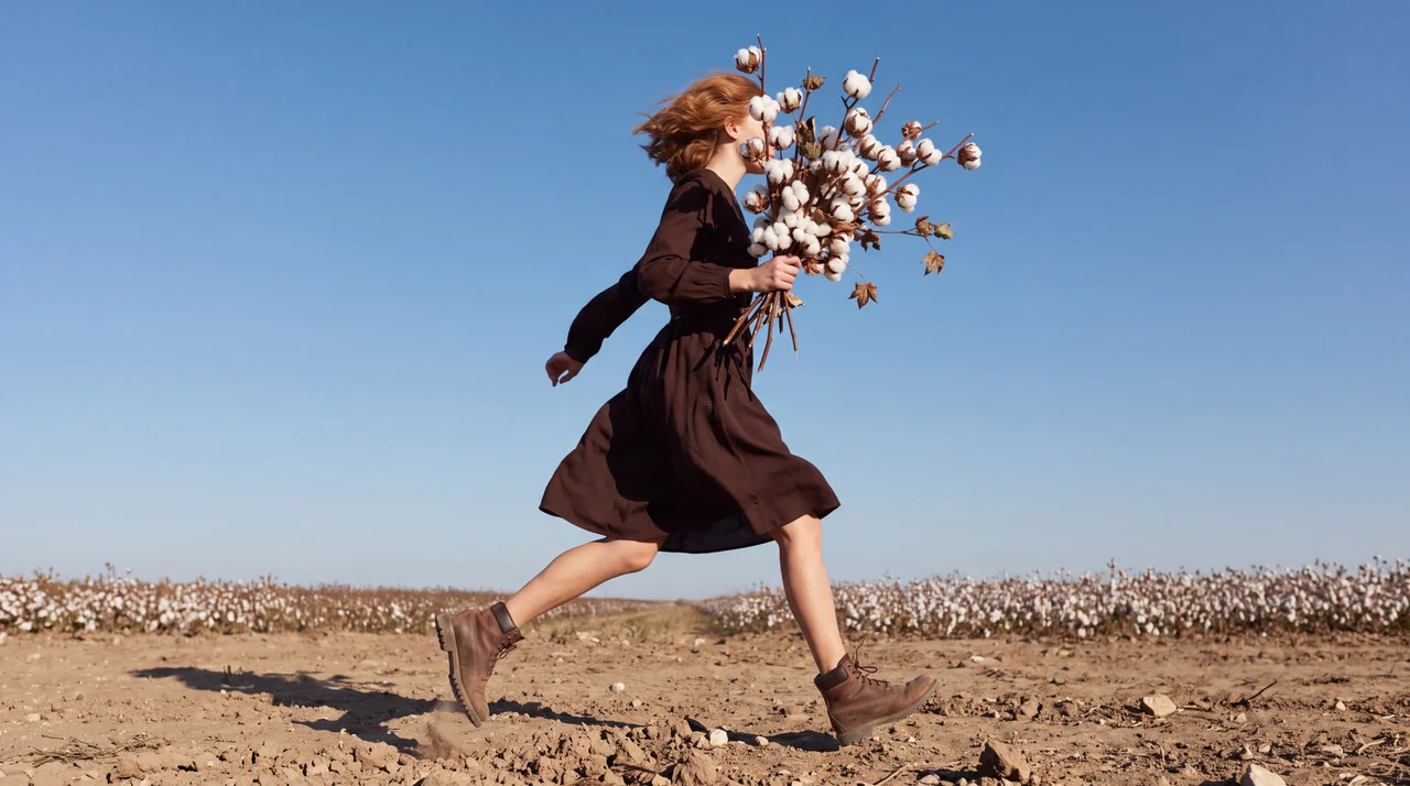 Panoramic view of cotton fields
