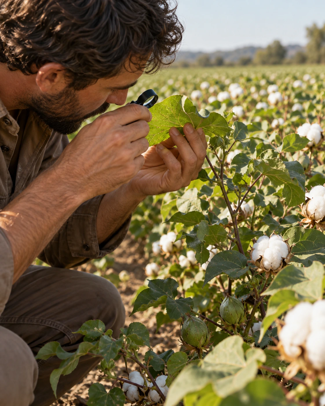 Osservazione delle foglie di cotone per monitorare la coltura